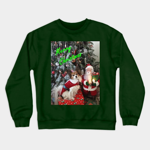 Merry Christmas Papillon Crewneck Sweatshirt by Make Your Peace